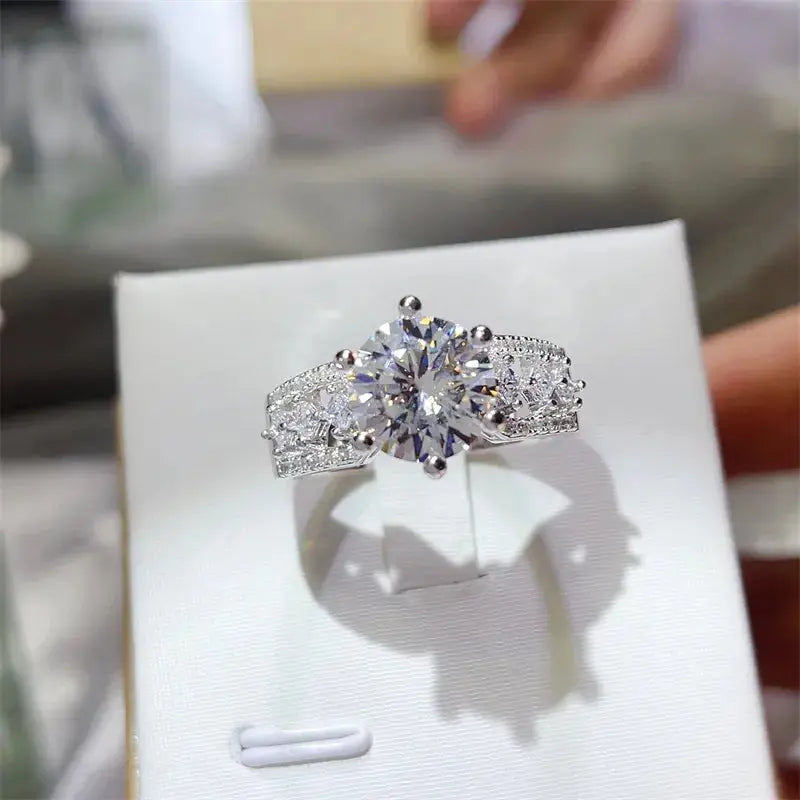 3 Carat 925 Sterling Silver Moissanite Ring - SmileBen