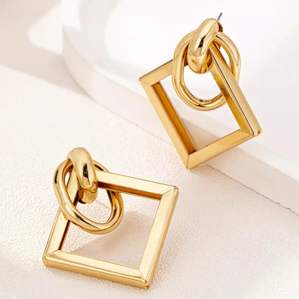 18K Gold-Plated Geometric Square Hoop Earrings - SmileBen