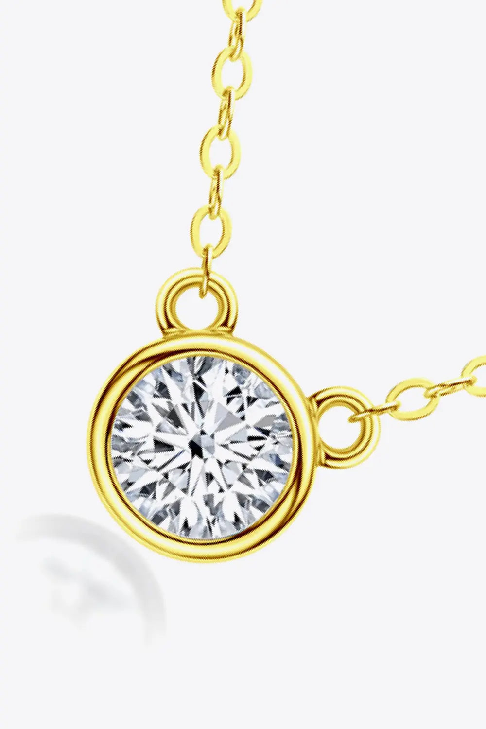 925 Sterling Silver 1 Carat Moissanite Round Pendant Necklace - SmileBen