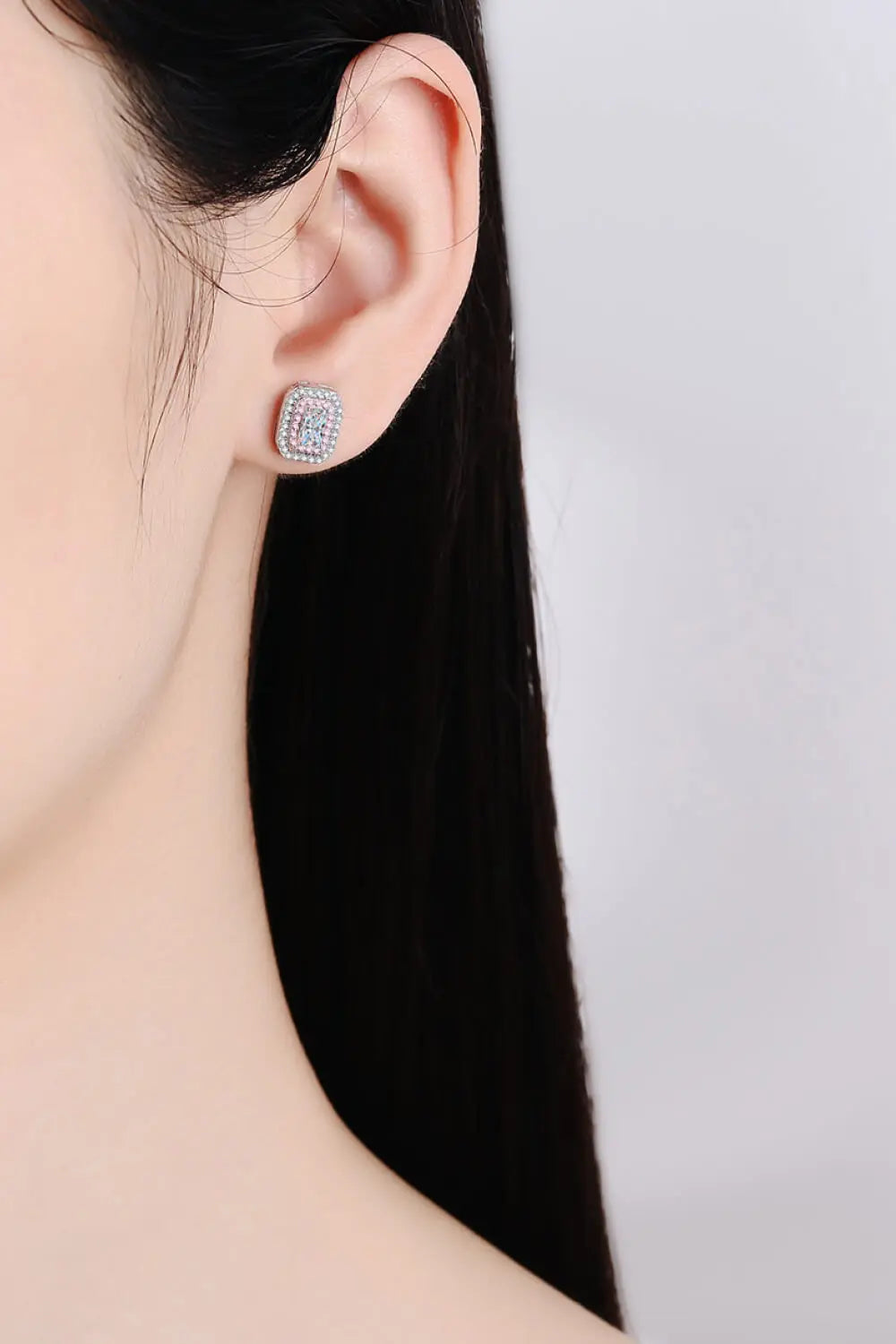 1 Carat Moissanite and Zircon Contrast Geometric Stud Earrings - SmileBen