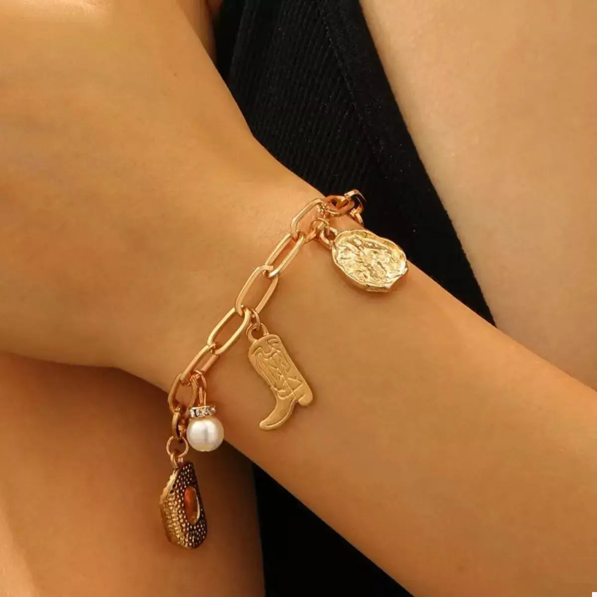 18K Gold-Plated Charm Necklace and Bracelet Jewelry Set - SmileBen