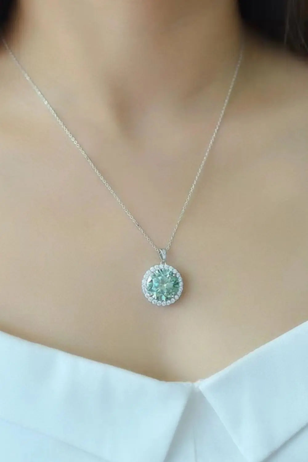 10 Carat Moissanite Pendant Platinum-Plated Necklace - SmileBen