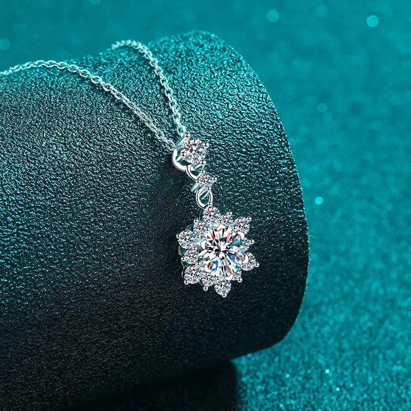 1 Carat Moissanite Zircon 925 Sterling Silver Necklace - SmileBen