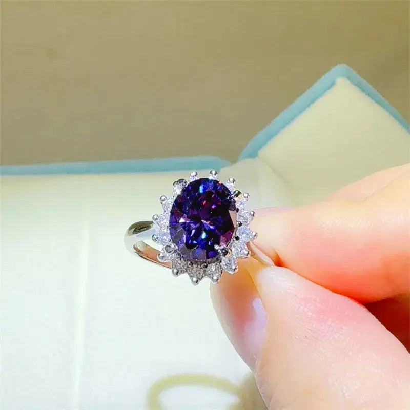 2 Carat 925 Sterling Silver Oval Moissanite Ring - SmileBen