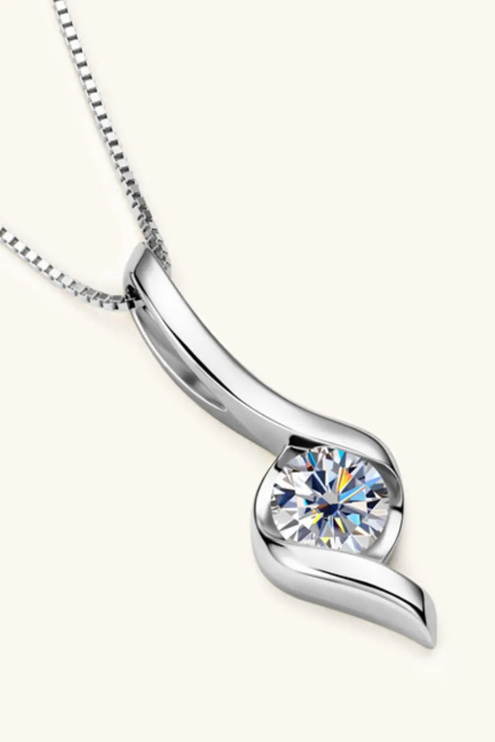 1 Carat Moissanite 925 Sterling Silver Necklace - SmileBen