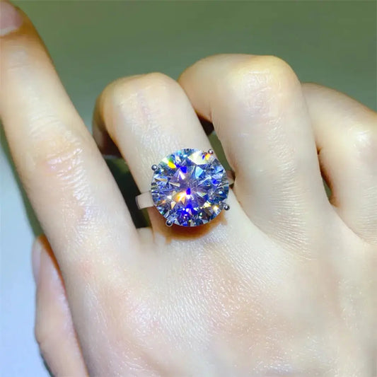 10 Carat Moissanite 925 Sterling Silver Ring - SmileBen