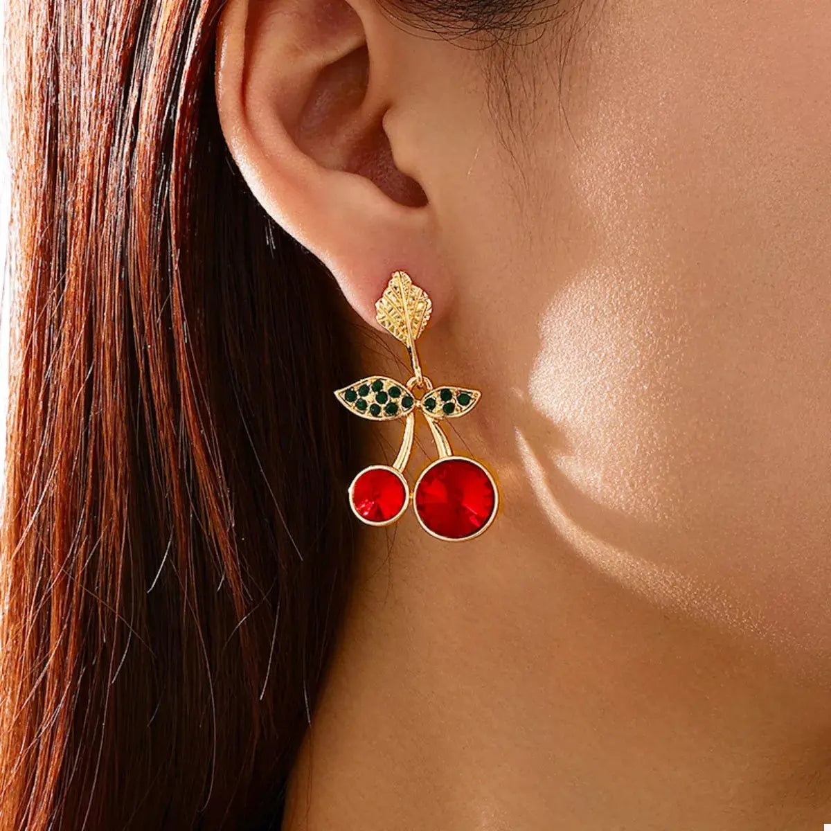 18K Gold-Plated Cherry Drop Earrings - SmileBen