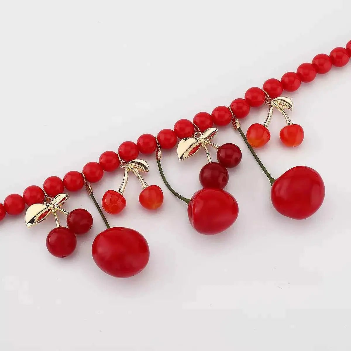 Cherry Charm Beaded Statement Necklace - SmileBen