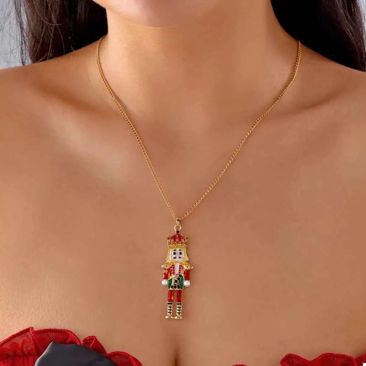 Christmas 18K Gold - Plated Nutcracker Pendant Necklace - SmileBen