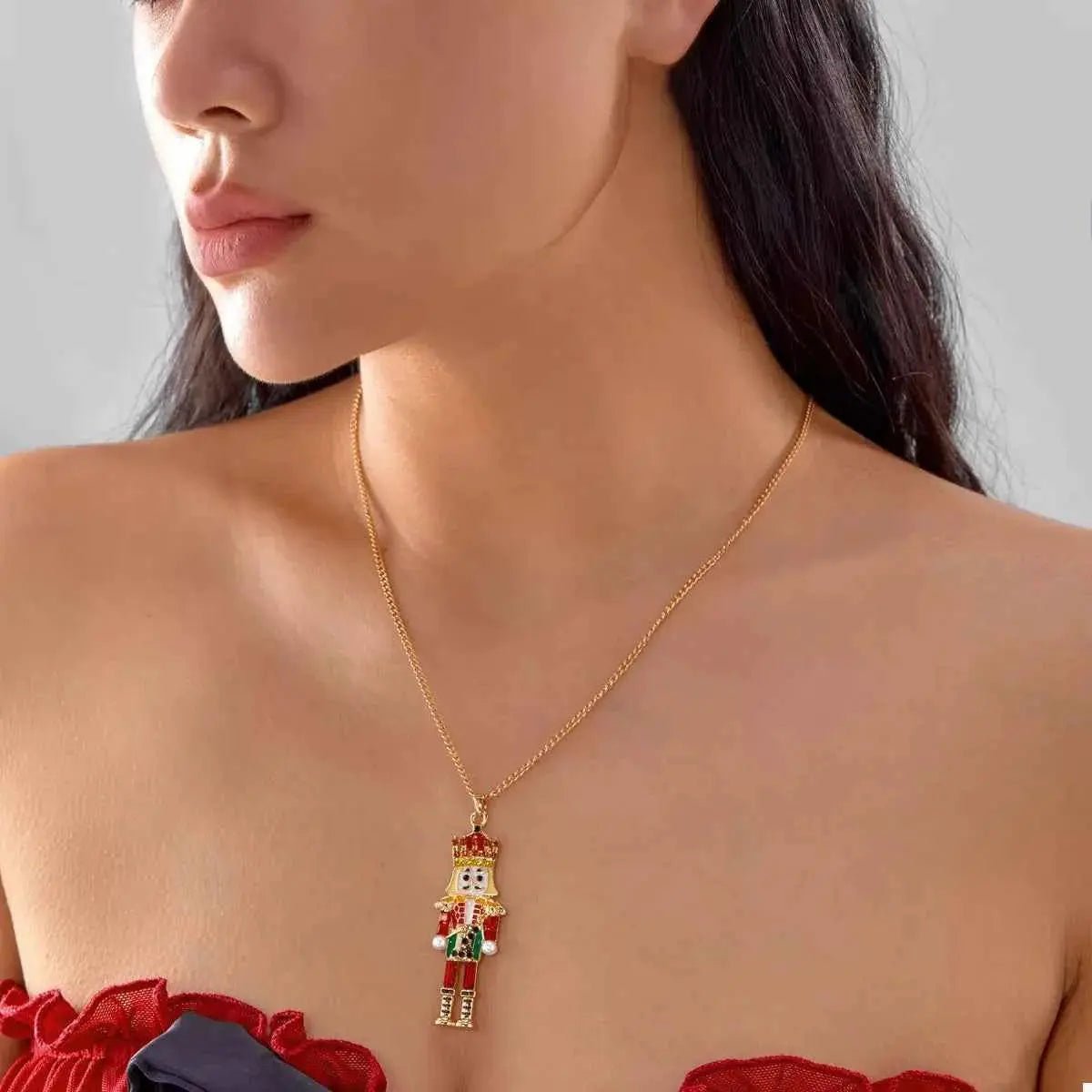 Christmas 18K Gold - Plated Nutcracker Pendant Necklace - SmileBen
