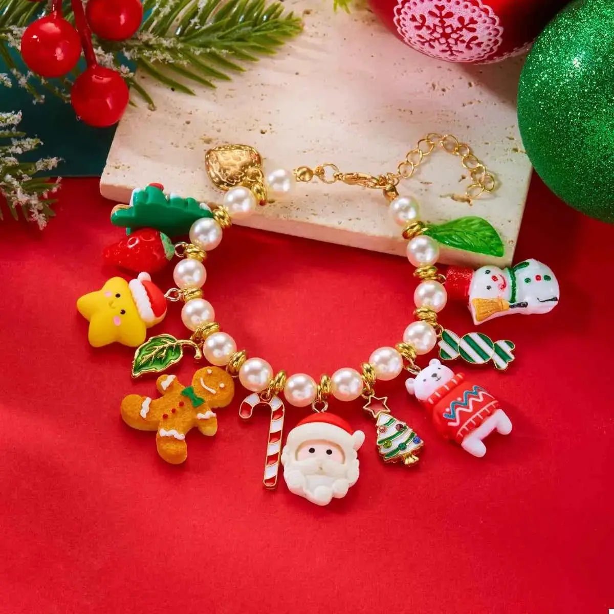 Christmas Charm Pearl Bracelet - SmileBen