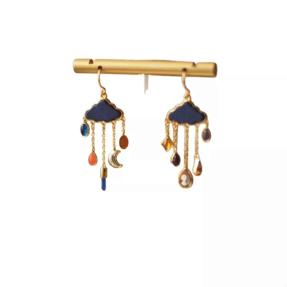 Cloud Dangle Earrings with Colorful Charms - SmileBen