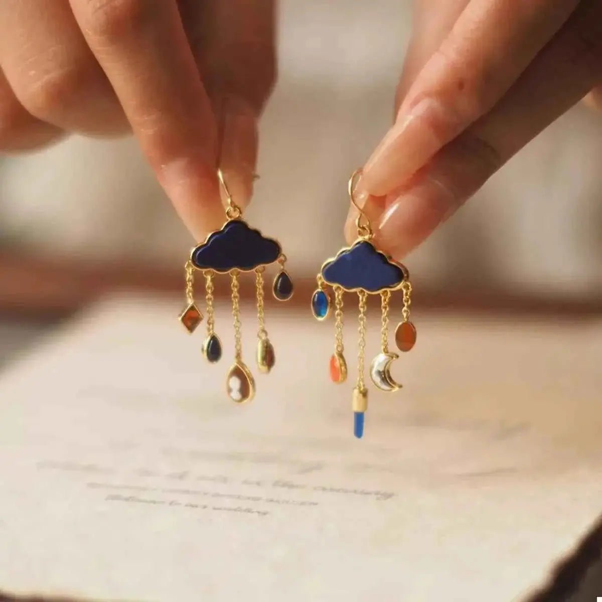 Cloud Dangle Earrings with Colorful Charms - SmileBen