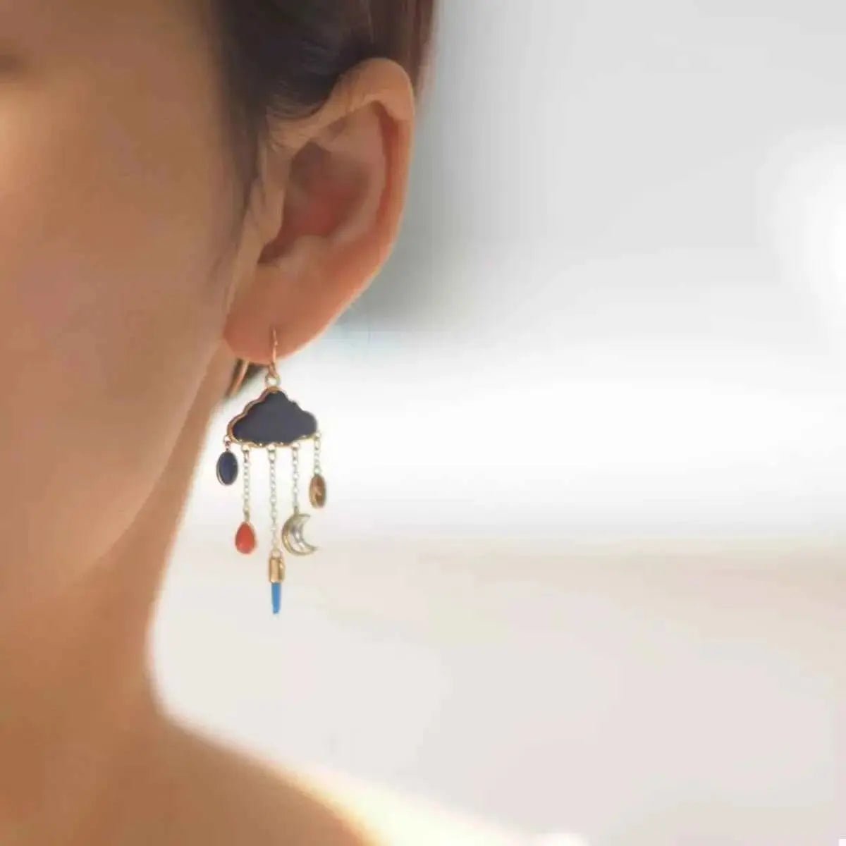 Cloud Dangle Earrings with Colorful Charms - SmileBen