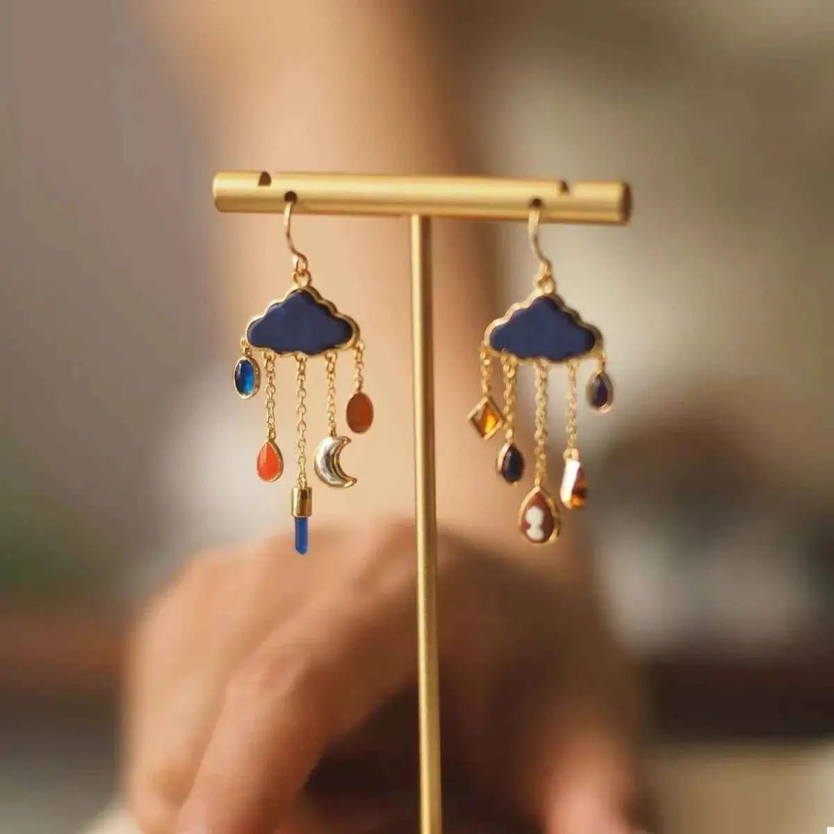 Cloud Dangle Earrings with Colorful Charms - SmileBen