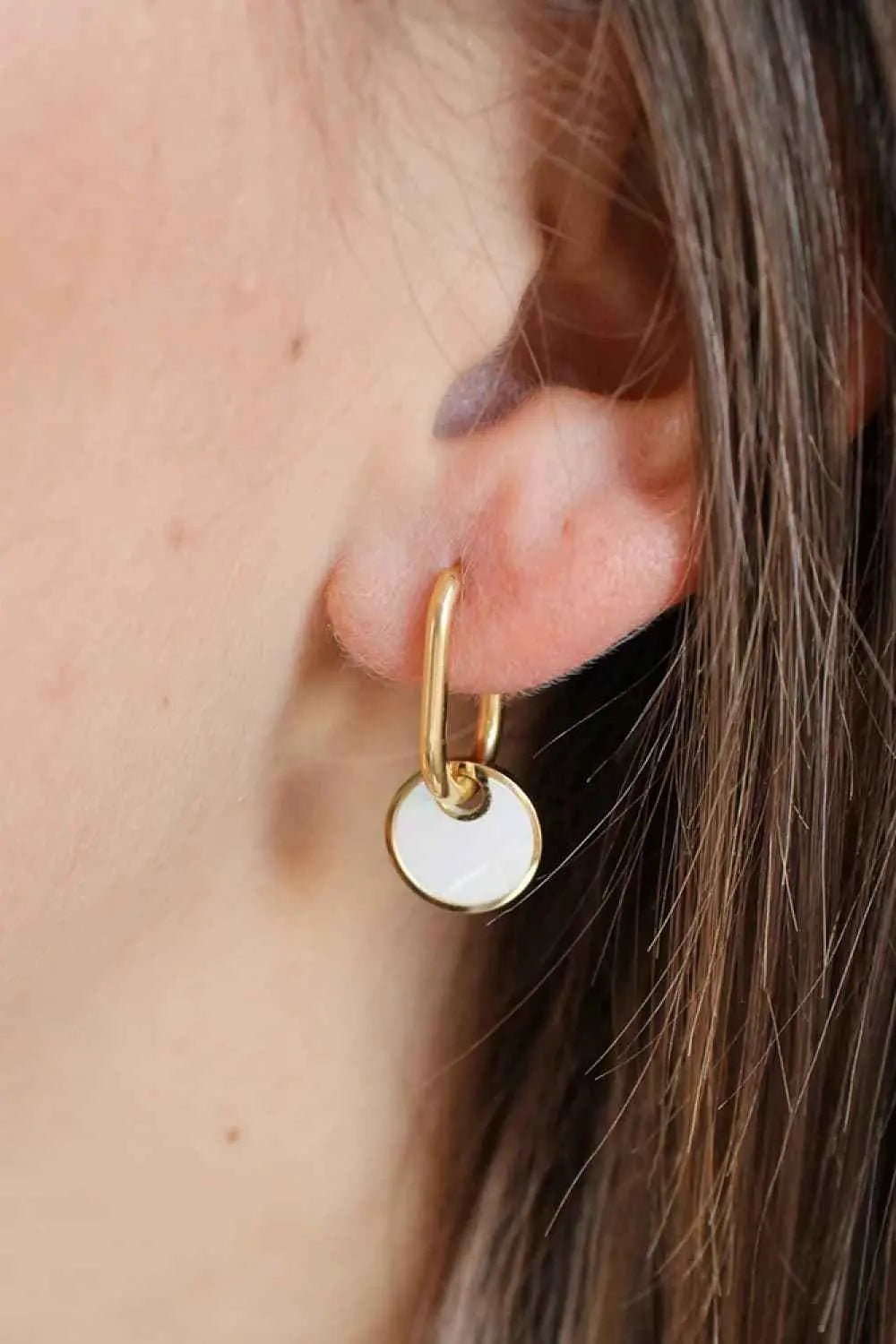 Copper White Mother - Of - Pearl Drop Earrings - SmileBen