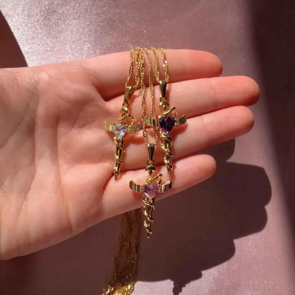 Copper Zircon Cross Pendant Necklace - SmileBen