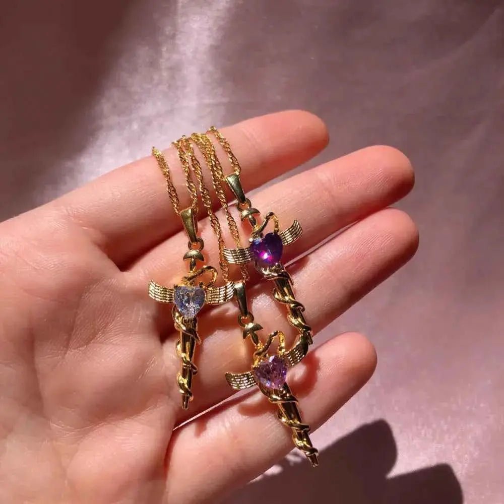 Copper Zircon Cross Pendant Necklace - SmileBen
