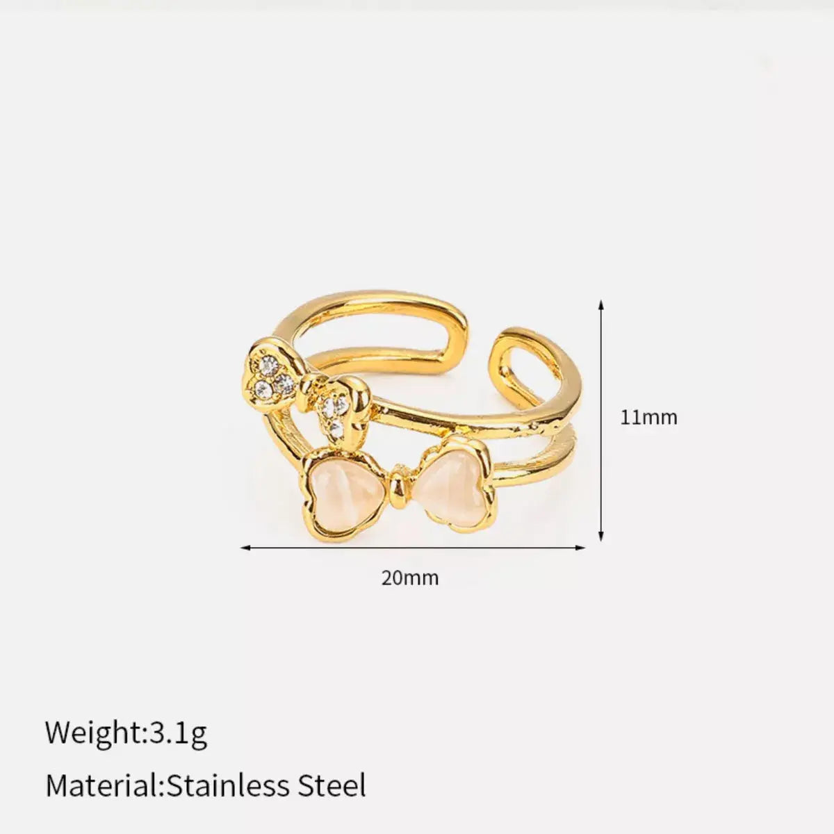 18K Gold-Plated Bow Open Ring - SmileBen