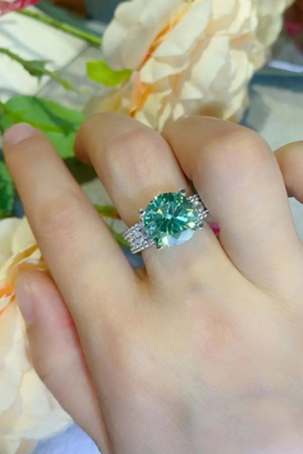 5 Carat  Moissanite 4-Prong Wide Band Ring - SmileBen
