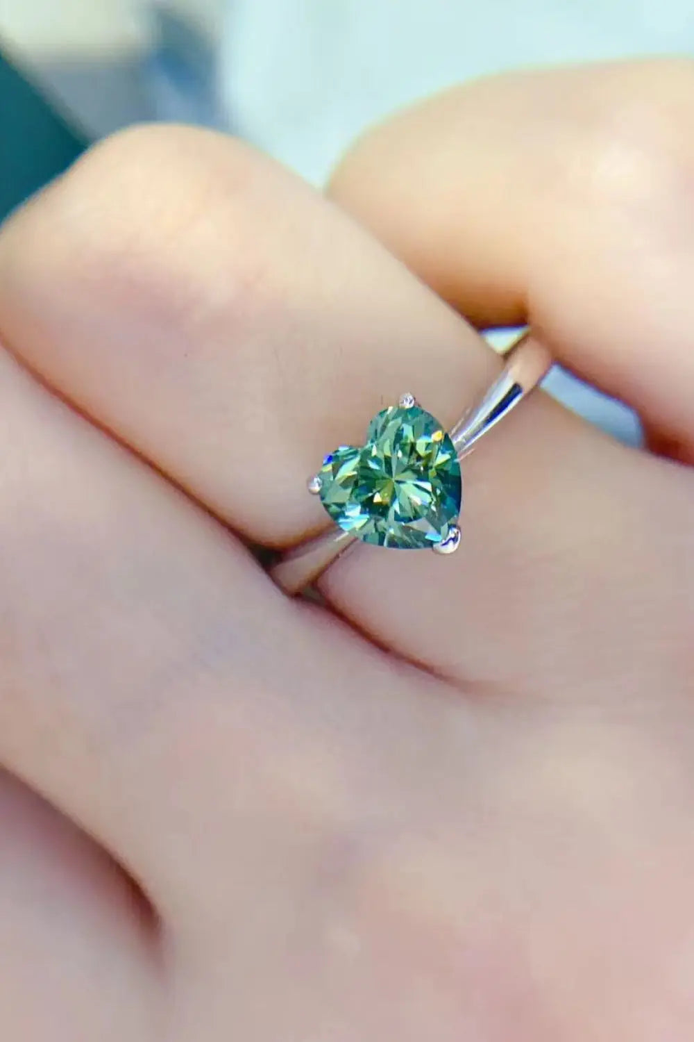 1 Carat Moissanite Heart 925 Sterling Silver Ring - SmileBen