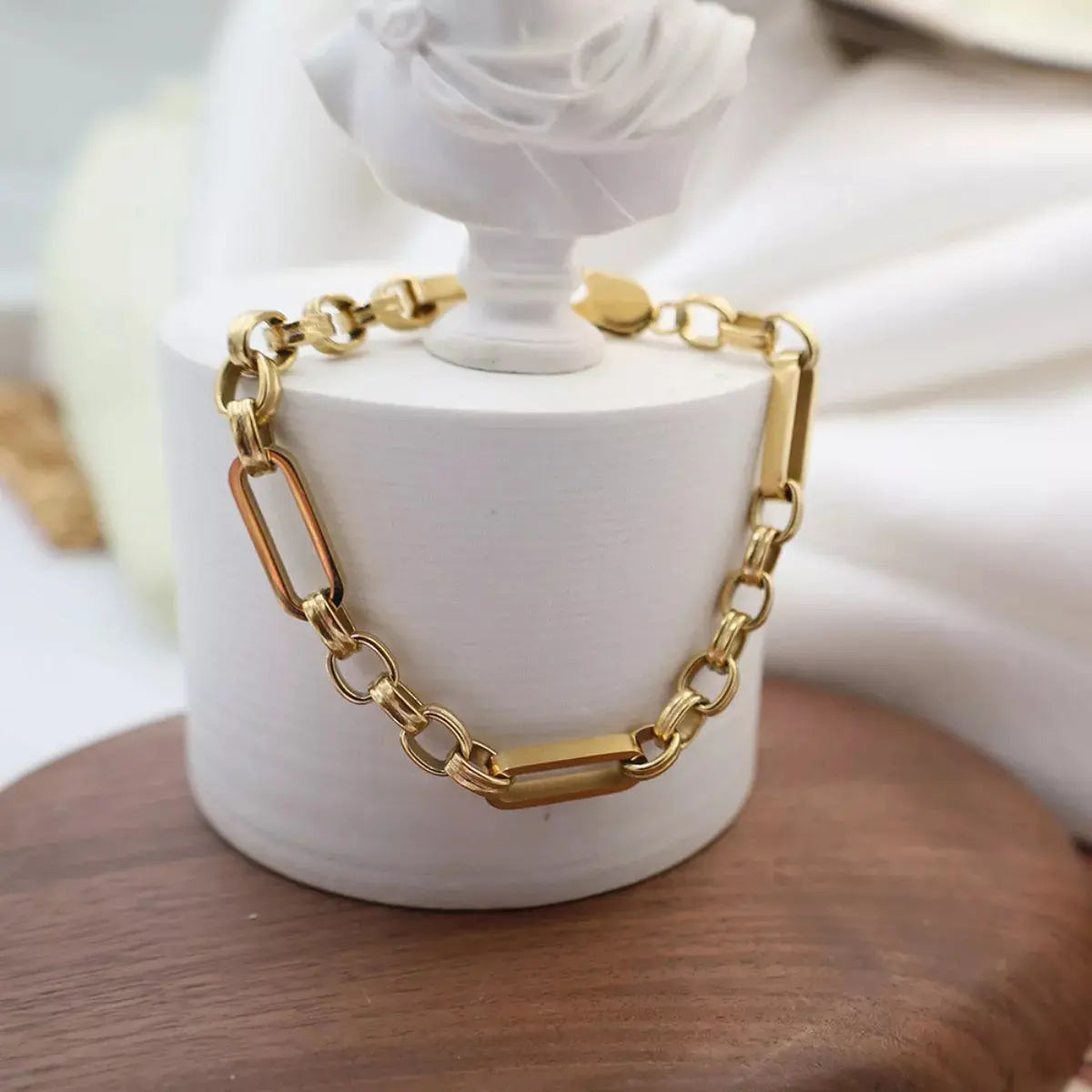 18K Gold-Plated Chunky Gold Chain Link Bracelet - SmileBen