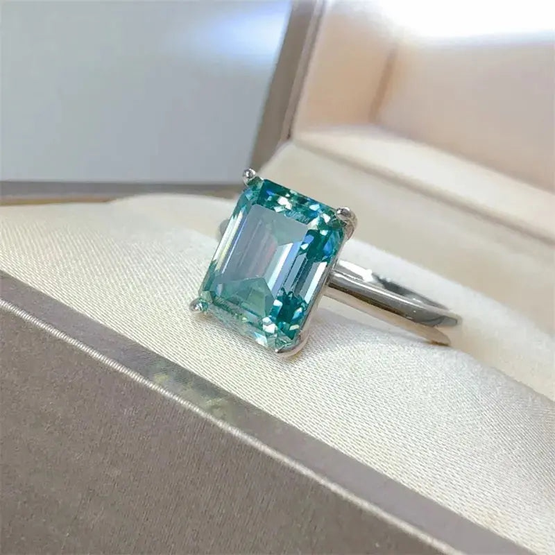 2 Carat 925 Sterling Silver Rectangle Shape Moissanite Ring - SmileBen