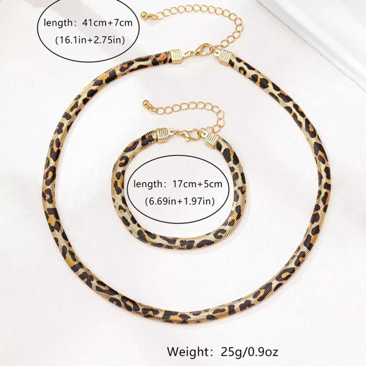 Chunky Leopard Necklace and Bracelet Jewelry Set - SmileBen