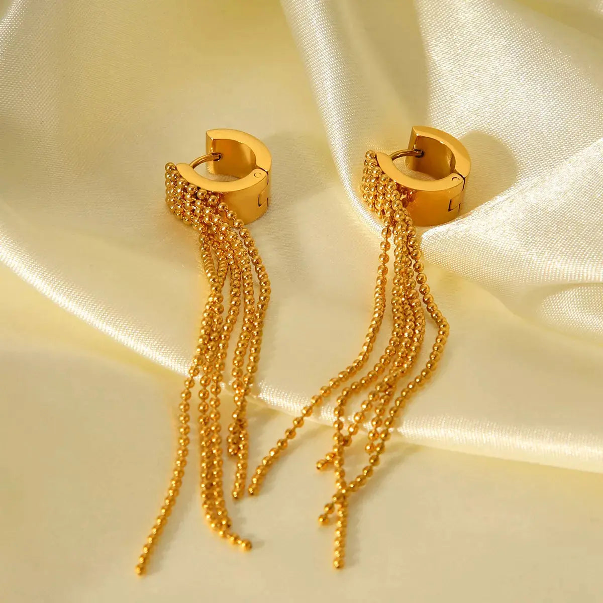 18K Gold-Plated Tassel Chain Earrings - SmileBen