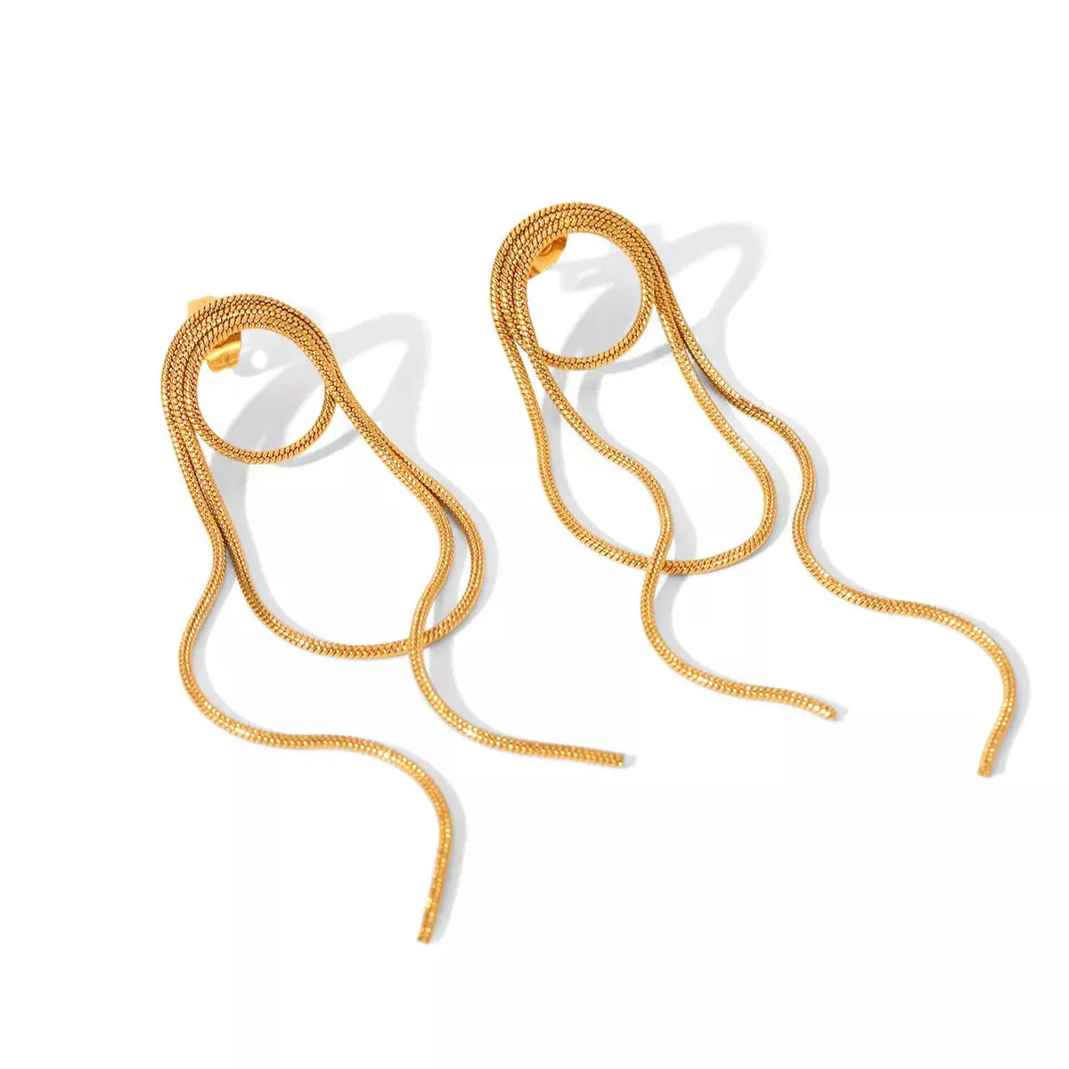 18K Gold-Plated Hoop Chain Earrings - SmileBen