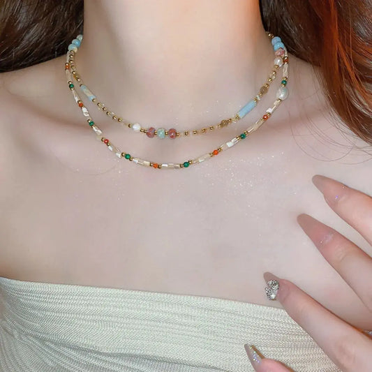 Alloy Pearl Beaded Necklace - SmileBen