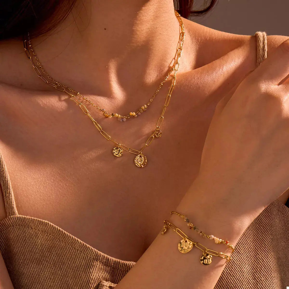 18K Gold-Plated Double-Layered Necklace - SmileBen