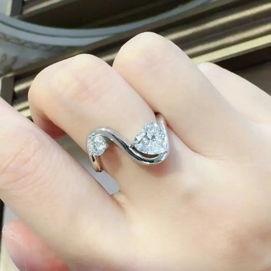1.3 Carat Moissanite 925 Sterling Silver Irregular Shape Ring - SmileBen