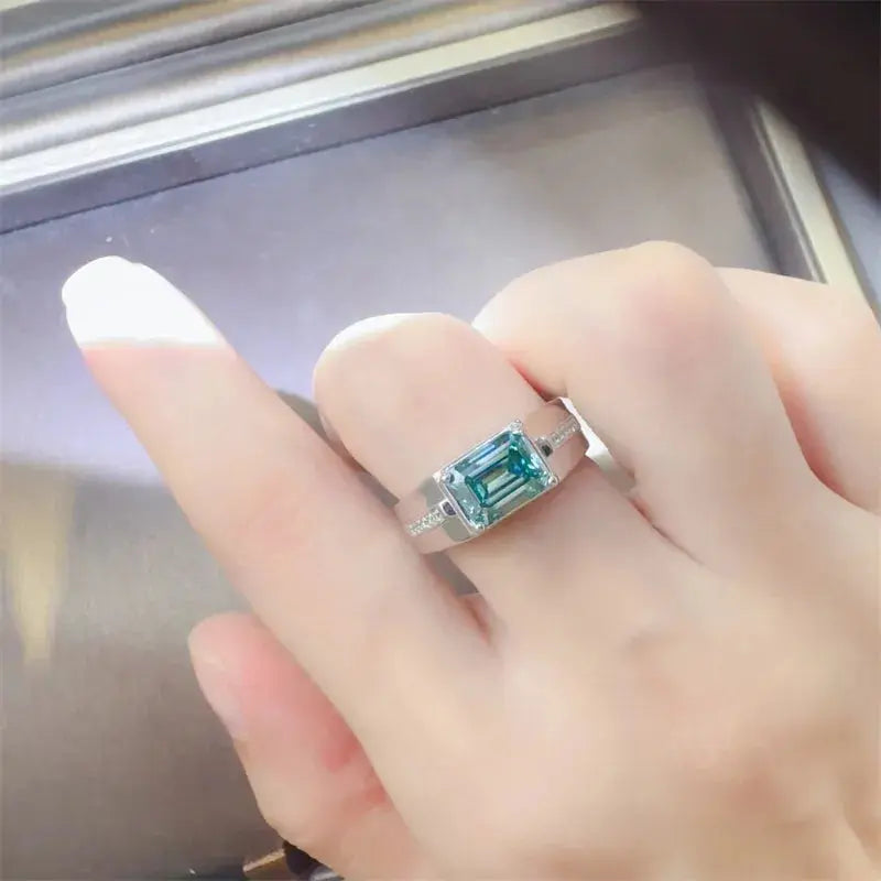 3 Carat 925 Sterling Silver Moissanite Rectangle Shape Ring - SmileBen