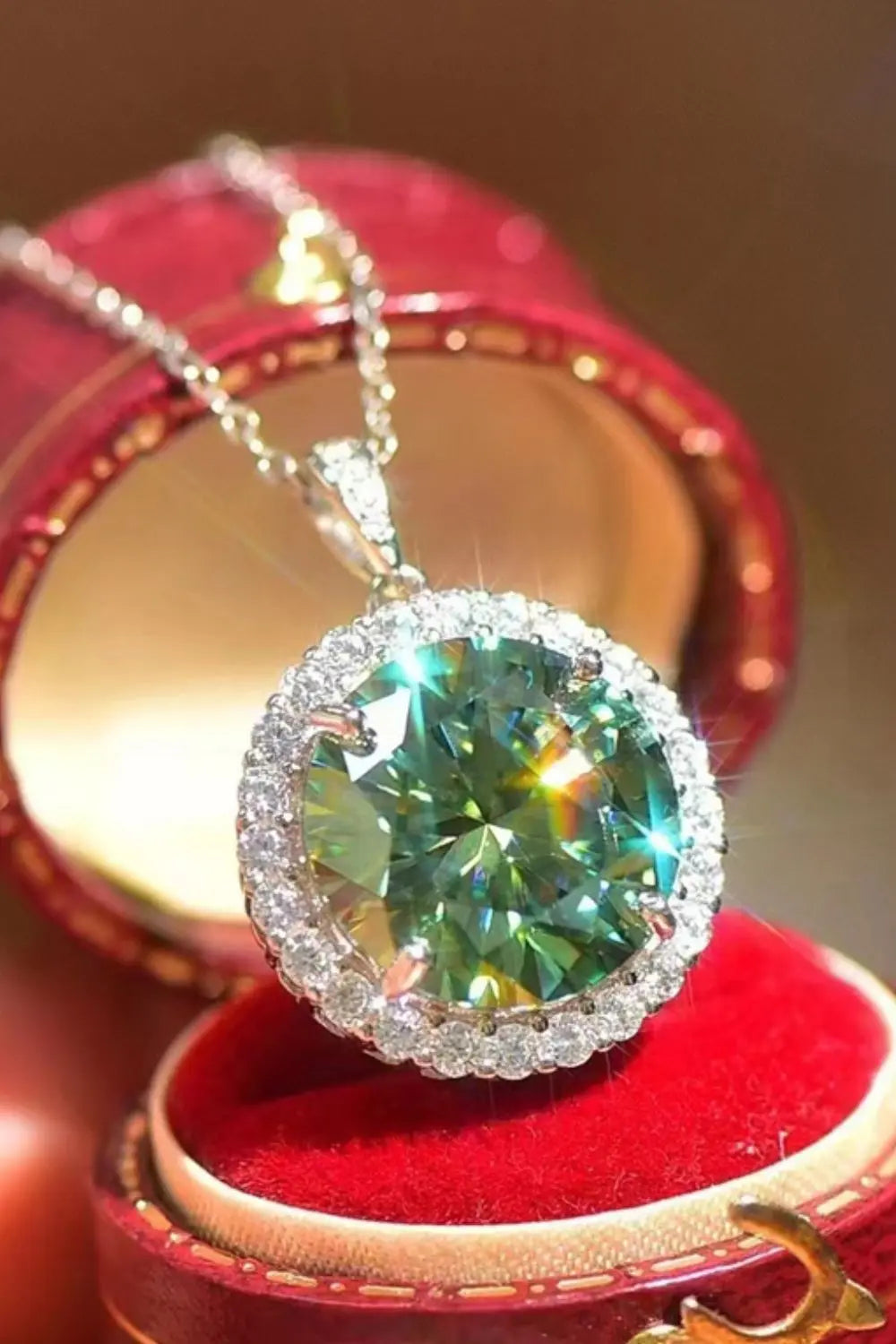 10 Carat Moissanite Pendant Platinum-Plated Necklace - SmileBen