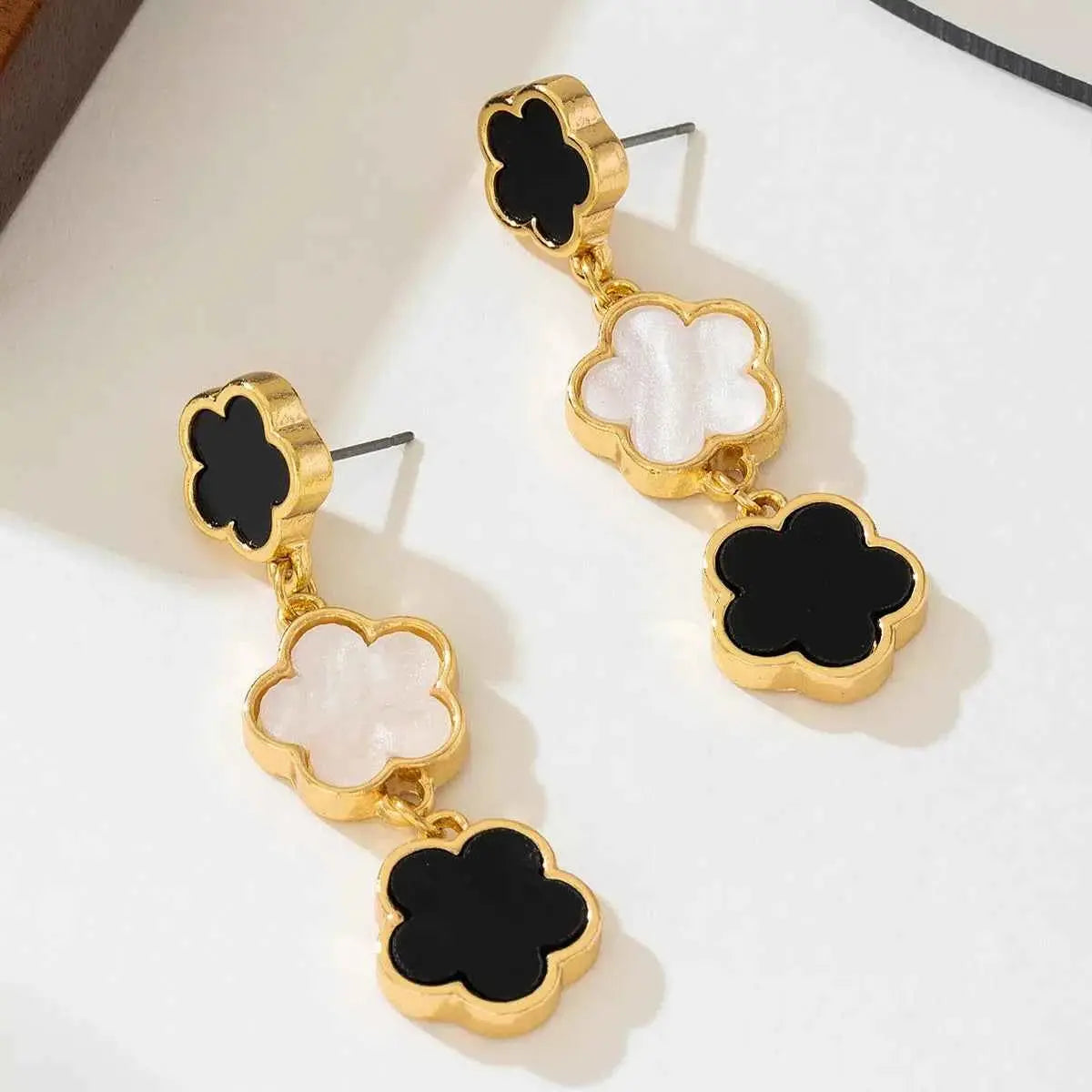 18K Gold-Plated Clover Drop Earrings - SmileBen