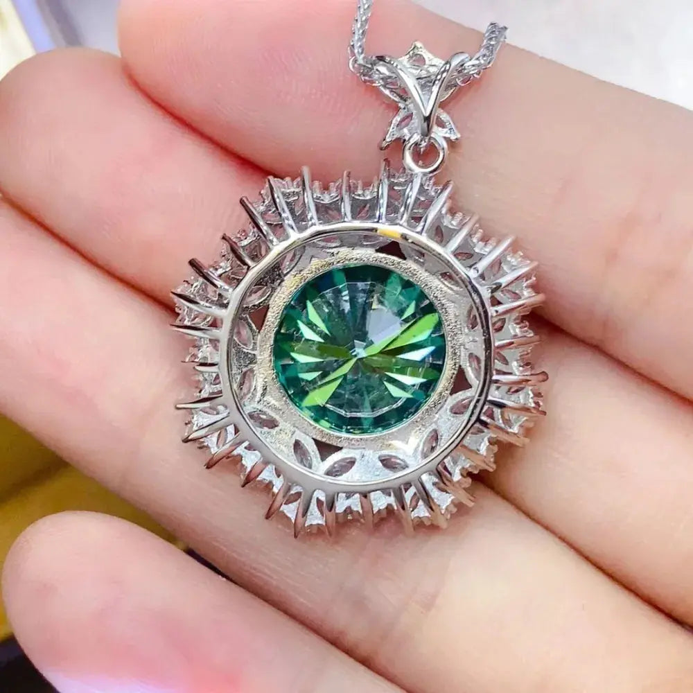 10 Carat Moissanite 925 Sterling Silver Pendant Necklace - SmileBen