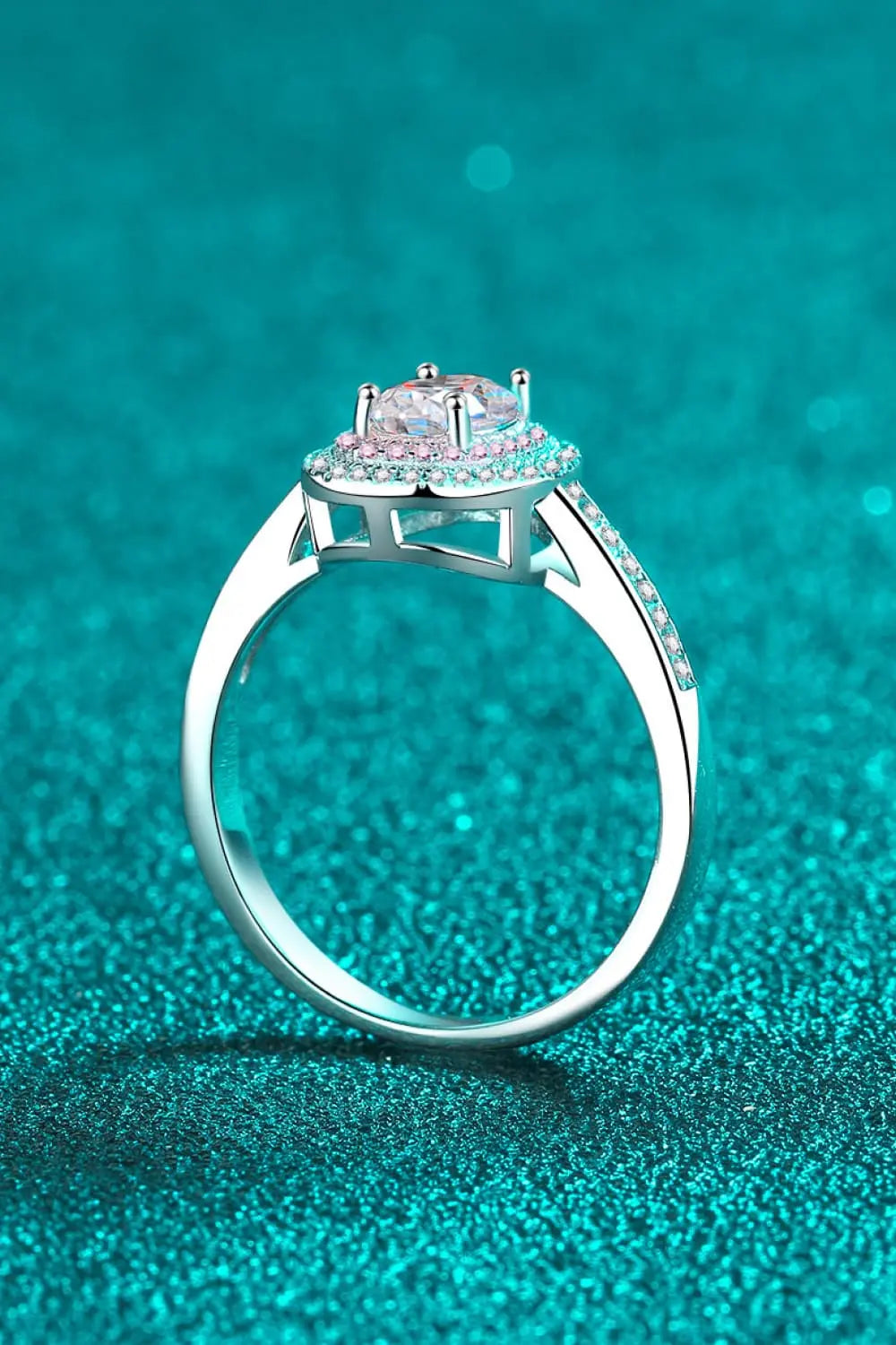 1 Carat Moissanite 925 Sterling Silver Halo Ring - SmileBen
