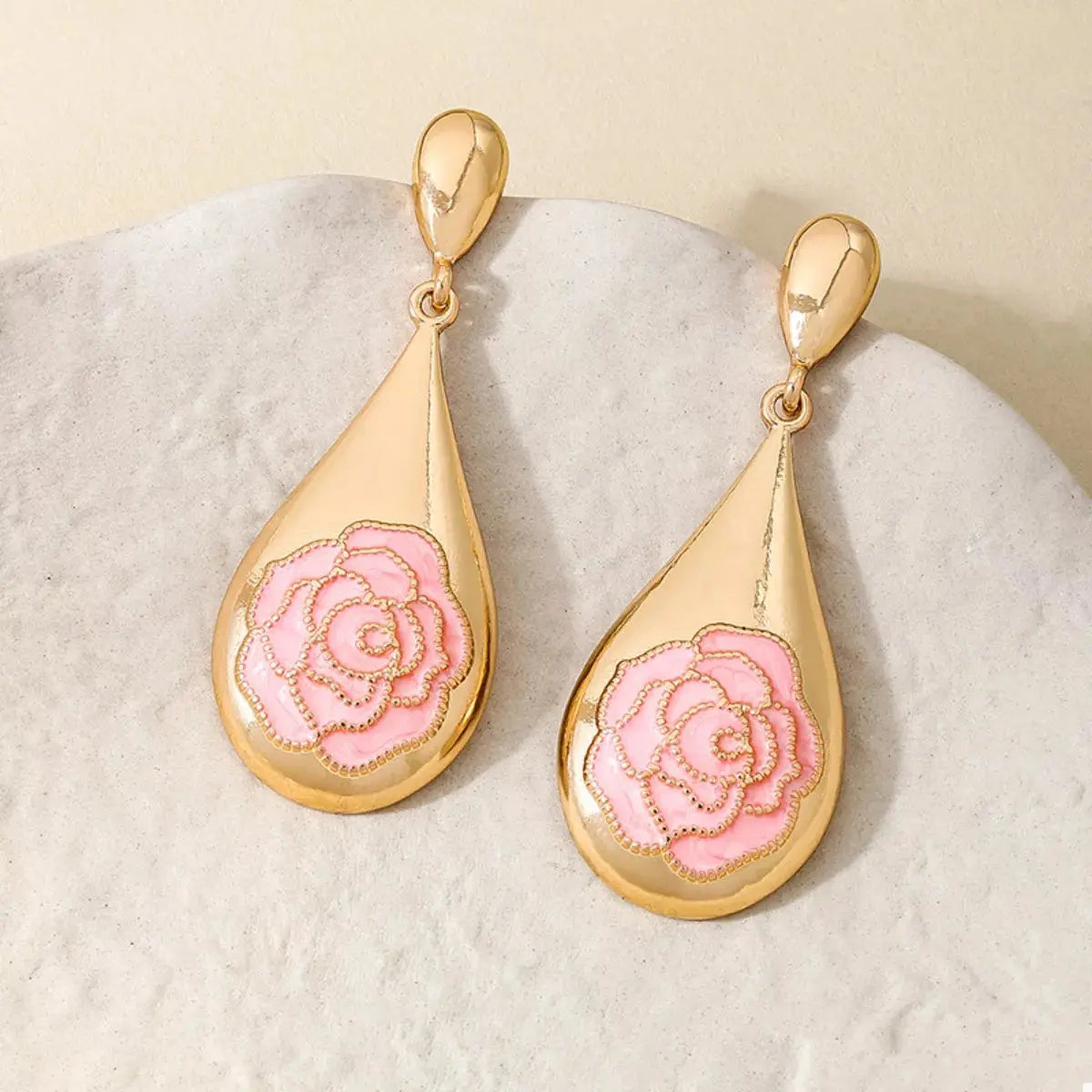 18K Gold-Plated Flower Teardrop Earrings - SmileBen