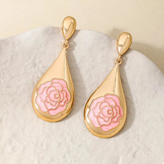 18K Gold-Plated Flower Teardrop Earrings - SmileBen