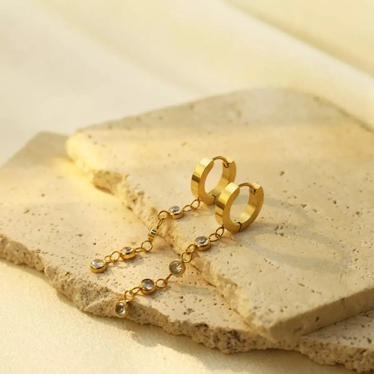 18K Gold-Plated Hoop Drop Earrings - SmileBen