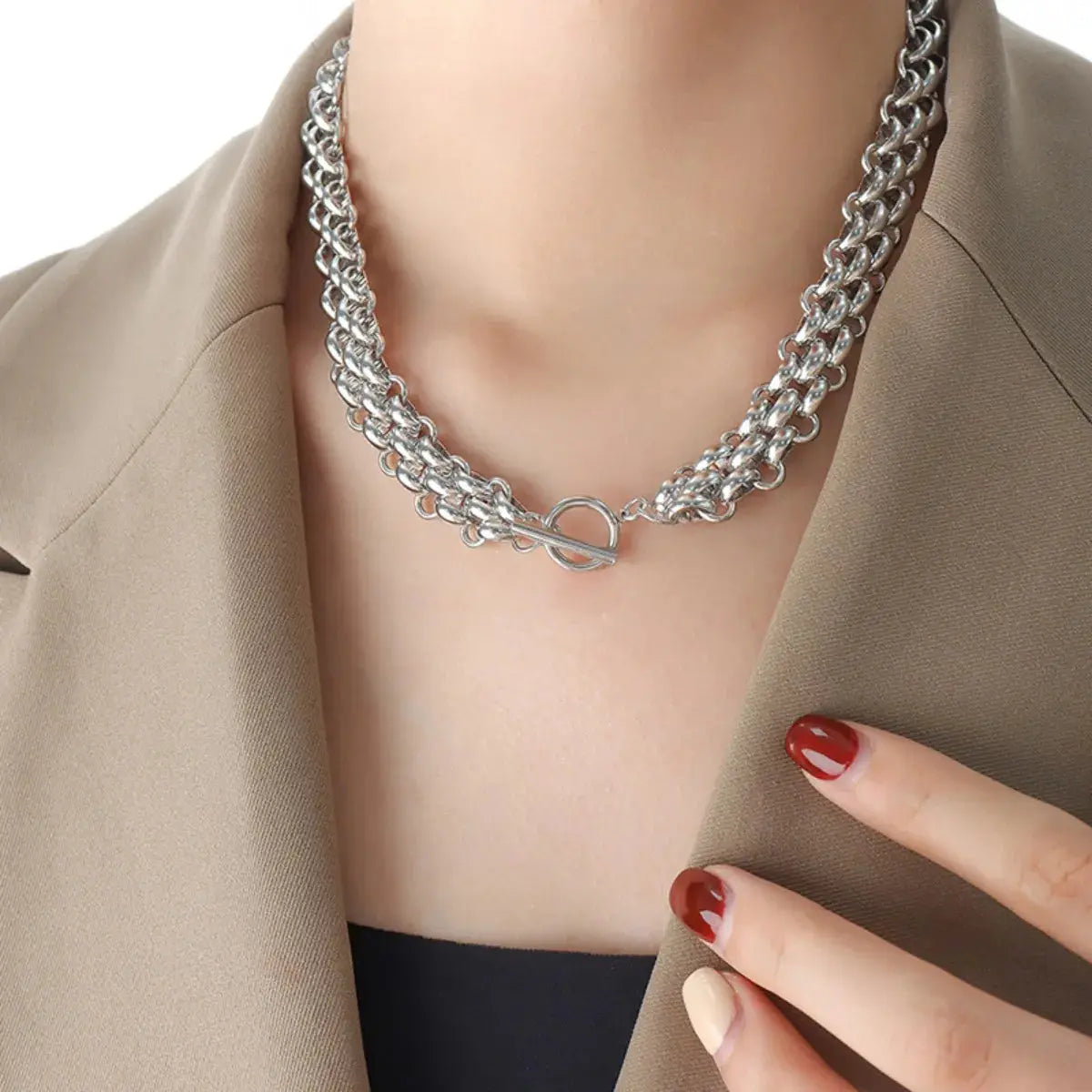 Gold Chain Link Jewelry Set with Necklace and Bracelet - SmileBen
