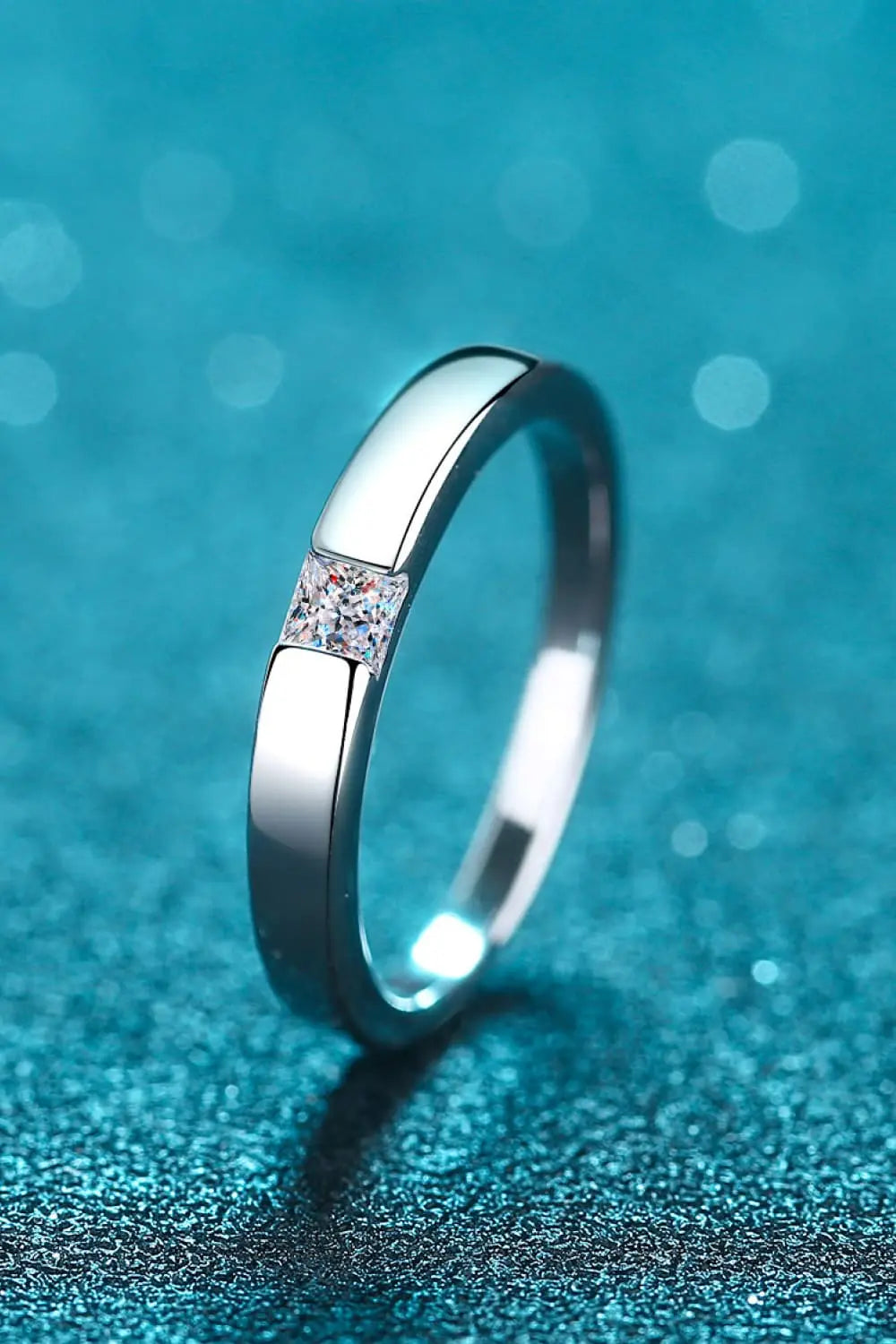Inlaid Moissanite Rhodium-Plated Ring - SmileBen