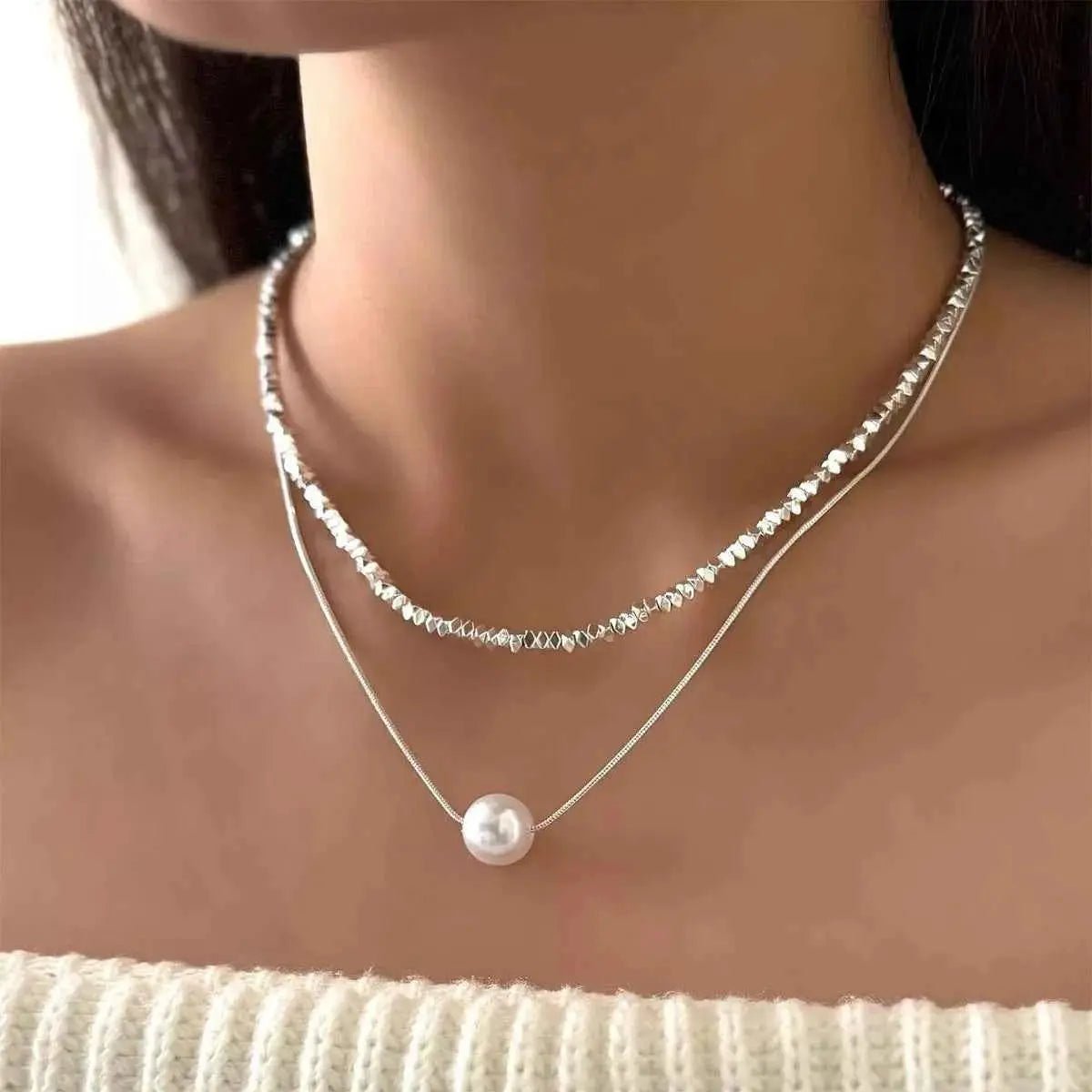 Double Layered Pearl Necklace - SmileBen