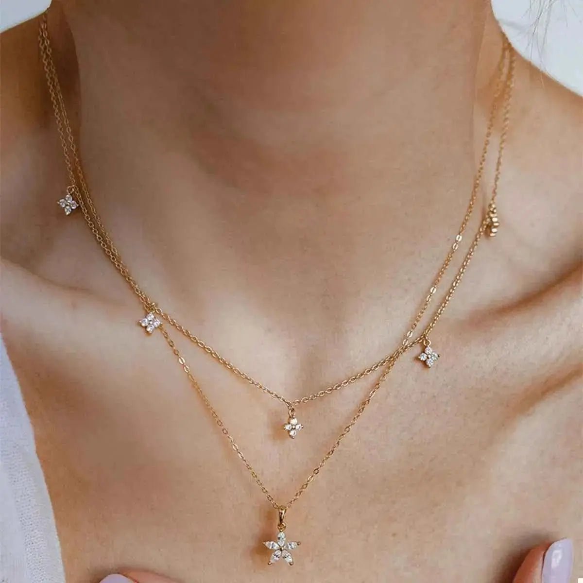 Double Layered Pendant Necklace - SmileBen