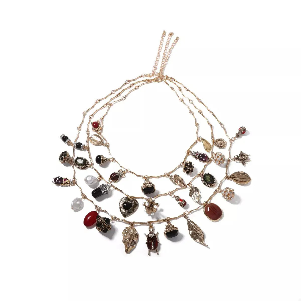 3-Piece 18K Gold-Plated Resin Gemstone Necklace - SmileBen