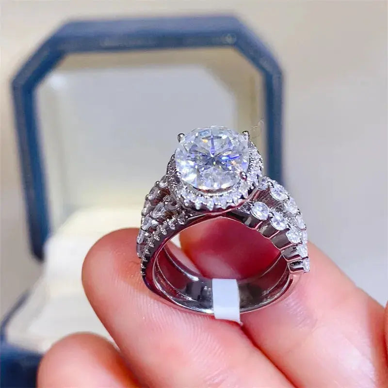 3 Carat Moissanite 925 Sterling Silver Layered Ring - SmileBen