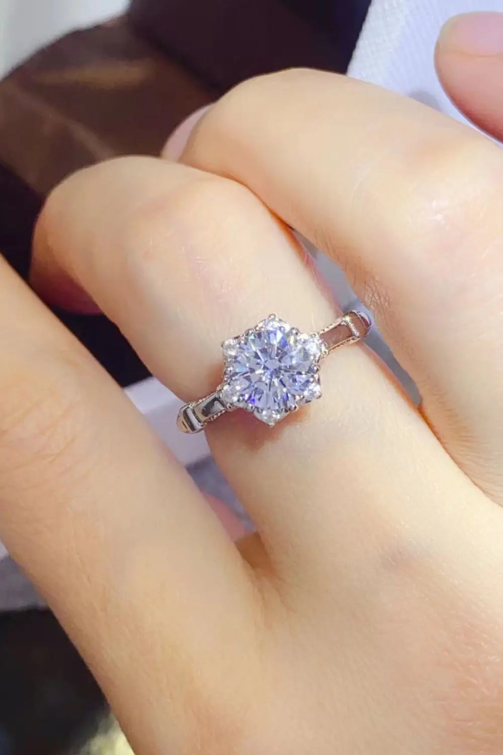 1 Carat Moissanite 925 Sterling Silver Ring - SmileBen