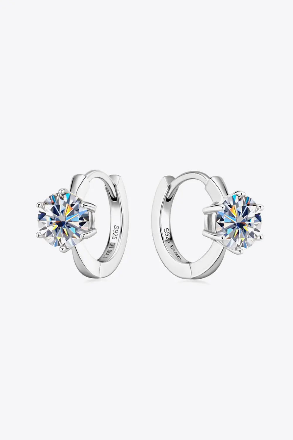 2 Carat Moissanite 925 Sterling Silver Huggie Earrings - SmileBen