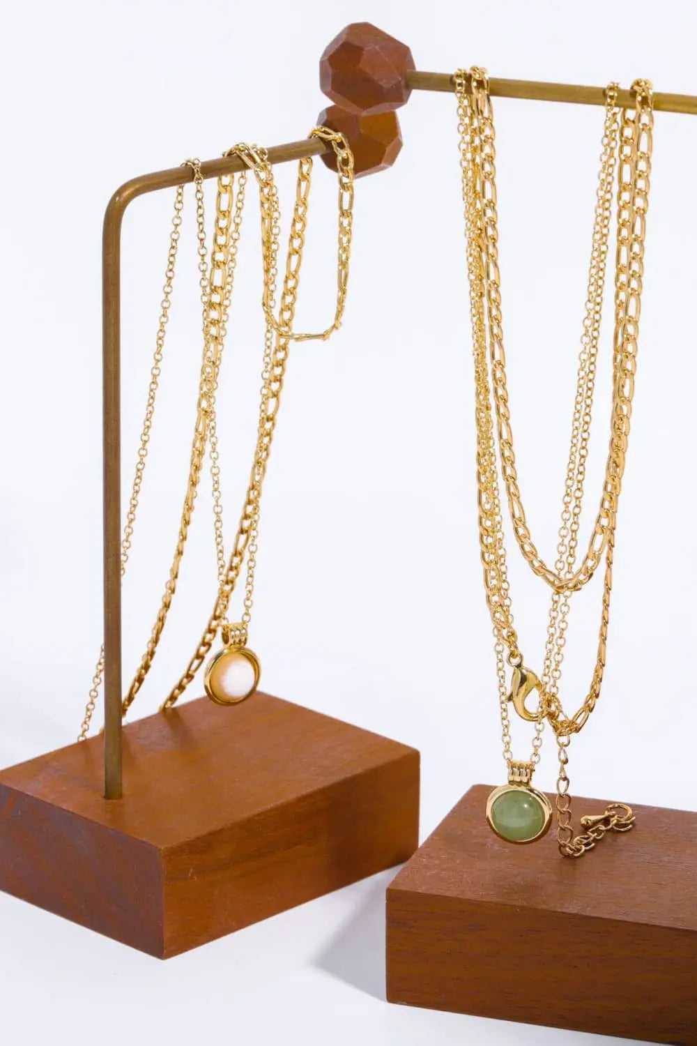 Copper 14K Gold-Plated Round Shape Aventurine Pendant Necklace - SmileBen